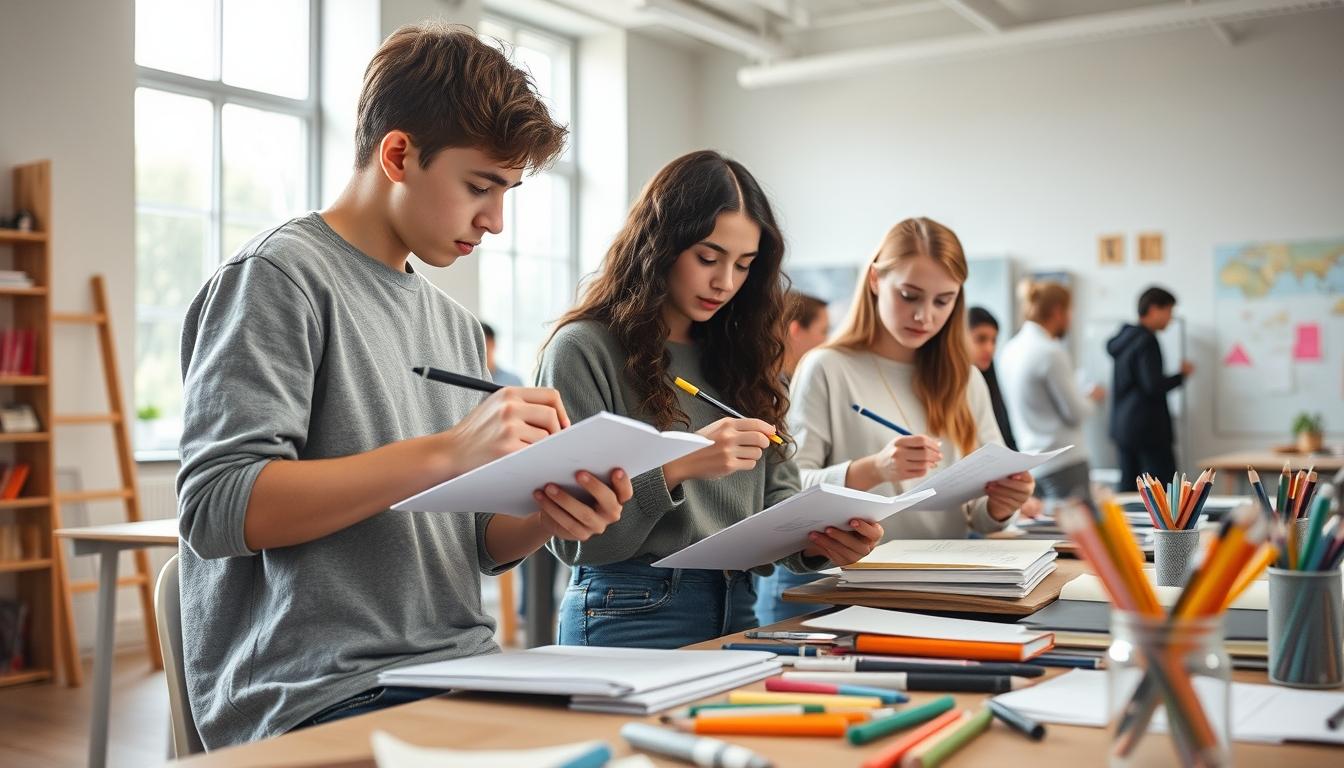Students working in research laboratory